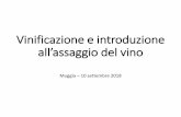 Vinificazione e introduzione all’assaggio del vino · •Composta dal rachide (raspo 4% in peso) e dagli acini (96%) ... trasformazione dell'uva in vino e del suo affinamento •La