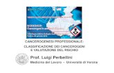 Prof. Luigi Perbellini · 1 –2A –2B –3 -4 • Gruppo 1: Cancerogeni per l’uomo: categoria riservata alle sostanze con sufficiente evidenza di cancerogenicità per l’uomo;