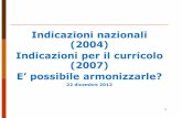 Indicazioni nazionali (2004) Indicazioni per il curricolo ... · Indicazioni nazionali del 2004 e del 2007 Indicazioni nazionali ( D. Lgs. 19 febbraio 2004, n. 59) Indicazioni per