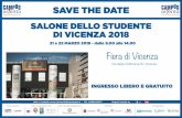 SAVE THE DATE...Rappresentanza in Italia SAVE THE DATE 21 e 22 MARZO 2018 - dalle 9.00 alle 14.00 Fiera di Vicenza INGRESSO LIBERO E GRATUITO SALONE DELLO STUDENTE DI VICENZA 2018