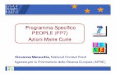 Programma Specifico PEOPLE (FP7) Azioni Marie Curie · Azioni Marie Curie Agenzia per la Promozione della Ricerca Europea (APRE) Giovanna Maracchia, National Contact Point. Agenzia