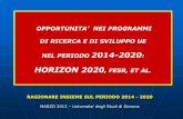 OPPORTUNITA’ NEI PROGRAMMI · opportunita’ nei programmi di ricerca e di sviluppo ue nel periodo 2014-2020 horizon 2020, fesr, et al. ragionare insieme sul periodo 2014 - 2020