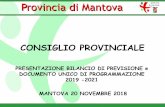 CONSIGLIO PROVINCIALE - Provincia di Mantova · documento unico di programmazione 2019 -2021 ... approvera’ il bilancio di previsione 2018/2020 e la nota di aggiornamento al dup