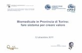 Biomedicale in Provincia di Torino: fare sistema per ... · aziende iscritte a CNA; • l’intervista in alternativa al questionario come strumento per un “contatto diretto”