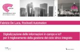 Fabrizio De Luca, Rockwell Automation Digitalizzazione delle ... · Fabrizio De Luca, Rockwell Automation Digitalizzazione delle informazioni in campo e IoT per il miglioramento della