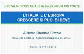 L’ITALIA E L’ EUROPA CRESCERE SI PUÒ, SI DEVE · alberto quadrio curzio l’italia e l’ europa crescere si puÒ, si deve torino, 13 aprile 2013 un’italia industriale in un’europa