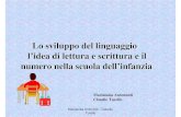Lo sviluppo del linguaggio l’idea di lettura e scrittura …...Lo sviluppo del linguaggio l’idea di lettura e scrittura e il numero nella scuola dell’infanzia Marialuisa Antoniotti
