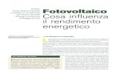 Fotovoltaico Cosa influenza€¦ · Il modello PVGIS, invece, attraverso un Energia solare captabile 100% Processo di conversione FV Perdita energetica (% energia solare captabile)