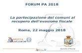 FORUM PA 2018 La partecipazione dei comuni al recupero … · 2009. 12. 11.  · FORUM PA 2018 La partecipazione dei comuni al recupero dell'evasione fiscale Roma, 22 maggio 2018