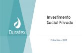 Investimento Social Privado · 2020. 6. 5. · Investimento Social – por lei Total 47 Projetos Leis Federais 42 projetos R$ 10,56 MM Leis Estaduais 5 projetos R$ 815.913 2019 R$