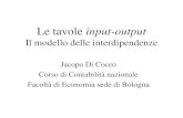 Le tavole input-output · Jacopo Di Cocco Tavole input-output 3 Matrici e vettori del modello IO • Dalla tavola simmetrica si estraggono le matrici ed i vettori necessari a calcolare