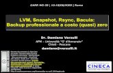 LVM, Snapshot, Rsync, Bacula: Backup professionale a costo ... · Backup Professionale a costo (quasi) zero! D. Verzulli - GARR WS 09 – Roma - 17/06/09 Slide 5/18 LVM2 & snapshot