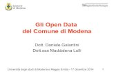 Gli Open Data del Comune di Modena - UNIMORE€¦ · pubblici e i relativi metadati di competenza da pubblicare. Periodicamente i singoli settori provvedono, se necessario, ... Tim