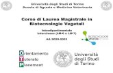Corso di Laurea Magistrale in Biotecnologie Vegetali · 2019. 11. 20. · Modulo: Entomologia e biotecnologie applicate agli artropodi Modulo: Patologia e biotecnologie applicate