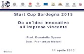 Start Cup Sardegna 2013 Da un’idea innovativa all’impresa ......2. Pianificare la Start Up: Il Business Model e lo sviluppo di un business plan 3. Learning by Doing: Business Game