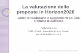 La valutazione delle proposte in Horizon2020La valutazione delle proposte in Horizon2020 Criteri di valutazione e suggerimenti per una proposta di successo Gabriella Leo CNR – ISMN,