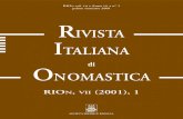 OnOmastica - editriceromana.net · 15-17 febbraio 2001 261 – Londra, “Hilda Hulme Memorial Lecture” 2001, 22 febbraio 2001 262 – Siena, Seminario di Onomastica Germanica,