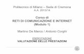Politecnico di Milano – Sede di Cremona · (Modulo 1) Martino De Marco / Antonio Corghi ESERCITAZIONE VALUTAZIONE DELLE PRESTAZIONI . ... VALUTAZIONE DELLE PRESTAZIONI Slide 12