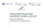 Autostrada Regionale VARESE-COMO-LECCOAutostrada Regionale VARESE -COMO-LECCO 15.560 m 5.025 m 9.100 m 1.085 m 350 m 6 viadotti, 1 galleria artificiale, 13 cavalcavia 5 (Vedano Olona,