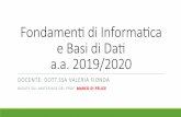 New Fondamen(di Informa(ca e Basidi Da( a.a. 2019/2020 - Unical · 2019. 11. 4. · Fondamen(di Informa(ca e Basidi Da(a.a. 2019/2020 DOCENTE: DOTT.SSA VALERIA FIONDA BASATESULMATERIALEDEL