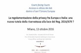 La regolamentazione della privacy fra Europa e Italia: una ...milanosservatorio.it/wp-content/uploads/2016/10/... · La regolamentazione della privacy fra Europa e Italia: una nuova