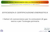 EFFICIENZA E CERTIFICAZIONE ENERGETICA I fattori di ...14 EFFICIENZA E CERTIFICAZIONE FATTORI DI CONVERSIONE Primary energy and environmental factors Emissions from combustion in Kg.