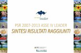 PSR 2007-2013 ASSE IV LEADER...Gestione diretta GAL Int. 1 “Creazione di un Sistema Turistico Territoriale” Investimento €443 .898 29 Attività svolte Definizione di un Piano