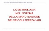 New LA METROLOGIA NEL SISTEMA DELLA MANUTENZIONE DEI … · 2016. 12. 6. · Verona 5/12/16 - La manutenzione dei rotabili ferroviari - La metrologia G.G.M. consulenze industriali