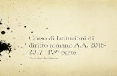 Corso di Istituzioni di diritto romano A.A. 2016-2017 - IV ... · iura praediorum urbanorum et rusticorum. --- --- non extollendi, ne luminibus uicini officiatur: item fluminum et