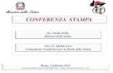 CONFERENZA STAMPA - Ministero Salute · CONFERENZA STAMPA Gen. D. Adelmo Lusi Comandante Carabinieri per la Tutela della Salute ... (D.lgs 231/2017 e 190/2006) SICUREZZA ALIMENTARE