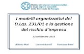 I modelli organizzativi del D.Lgs. 231/01 e la gestione · 2019. 10. 18. · 22 Settembre 2015 - I modelli organizzativi del D.Lgs. 231/01 e la gestione del ris hio d’impresa 13