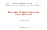 Linguaggi: Sintassi e Semantica Il linguaggio Java · 2012. 4. 25. · Linguaggi: Sintassi e Semantica - Il linguaggio Java 7. . . Linguaggi naturali In italiano la regola base della