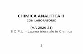 CHIMICA ANALITICA II · 2020. 10. 8. · L'analisi chimica quantitativa 2 L'Analisi Chimica Quantitativa Le tecniche analitiche strumentali sono quasi tutte delle tecniche analitiche