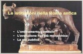 Le istituzioni nella Roma antica - luzappy.eu · 2015. 10. 9. · –in età arcaica elegge il re; –in età repubblicana conferisce l’imperium (comando)ai magistrati eletti da