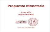 Diego Giacomini - El Economista · 2018. 4. 4. · Javier Milei Diego Giacomini Buenos Aires, 3 de Abril de 2018. La teoría y evidencia. Tipos de Esquemas Monetarios con un Banco