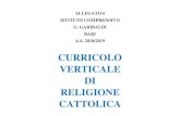 CURRICOLO VERTICALE DI RELIGIONE CATTOLICA · (Antonino Zichichi) RELIGIONE CATTOLICA: Finalità e obiettivi generali del dipartimento per classi: L’insegnamento della religione