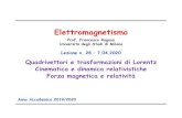 elettromagnetismo 2 (2019-2020);2ragusa/2019-2020/elettromagnetismo... · e scriviamo le leggi di trasformazione del differenziale dxμ • Il vettore xμdescrive il moto del punto