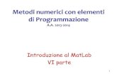 Metodi numerici con elementi di Programmazione · 2019. 3. 6. · Metodi numerici con elementi di Programmazione A.A. 2013-2014 Introduzione al MatLab VI parte 1