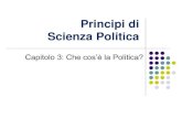 Principi di Scienza Politica - WordPress.com · 2019. 4. 9. · Principi di Scienza Politica Capitolo 3: Che cos’è la Politica? Che cosa è la Politica? La politica è quel sottoinsieme