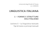 LINGUISTICA ITALIANA - units.itUniversità degli Studi di Trieste a.a. 2020/21 LINGUISTICA ITALIANA 1 –FORME E STRUTTURE DELL’ITALIANO Lezione 5 –La linguistica testuale Tipi