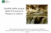 Qualità delle acque della Provincia di Pesaro e Urbino  delle acque...(Comune di Mondavio) e pozzi e acqua superficiale del Metauro Caratteristiche chimiche Acqua: bicarbonatocalcica