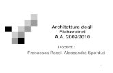 Architettura degli Elaboratori A.A. 2009/2010frossi/uno.pdf · 2009. 10. 1. · Dispense per laboratorio Date appelli Risultati esami. 6 Esame (I e II parte insieme) Scritto Orale