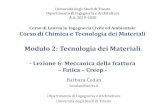 Modulo 2: Tecnologia dei Materiali · 2020. 4. 2. · Corso di Chimica e Tecnologia dei Materiali Modulo 2: Tecnologia dei Materiali - Lezione 6: Meccanica della frattura –Fatica