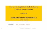 Università degli Studi della Calabria - CNRstaff.icar.cnr.it/ffolino/teaching/2009/Fondamenti... · 2010. 9. 11. · LIBRI DI TESTO 05/10/2007. 10 Riferimento ... McGraw-Hill, 2002
