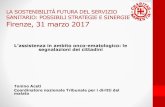 LA SOSTENIBILITÀ FUTURA DEL SERVIZIO SANITARIO ......LA SOSTENIBILITÀ FUTURA DEL SERVIZIO SANITARIO: POSSIBILI STRATEGIE E SINERGIE Firenze, 31 marzo 2017 L’assistenza in ambito
