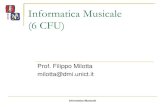 Informatica Musicale (6 CFU) Corso di Laurea Triennale in ... · Codifica PCM Codici ECC e bit di parità Rappresentazioni dell’ampiezza della forma d’onda Equalizzatori grafici