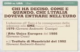 CHI HA DECISO, COME E QUANDO, CHE L’ITALIA DOVEVA … · (e di notte) l’1,5% dei depositi bancari. ... ministro di Prodi 1997 - entra in vigore la legge TREU entra in vigore il