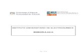 INSTITUTO UNIVERSITARIO DE ELECTROQUÍMICA MEMORIA 2013 · 2014. 3. 4. · PRESENTACIÓN. Fines del Instituto ... Nanosystems Electrochemistry (Specialist Periodical Reports)" , ISBN: