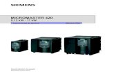 420 OPI sp 0704 - Tecno Ing · 2020. 6. 2. · Documentación MICROMASTER 420 Guía rápida Está pensada para una puesta en servicio rápida con SDP y BOP. Instrucciones de uso Ofrecen