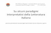 Su alcuni paradigmi interpretativi della Letteratura italiana